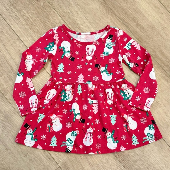 Girls Christmas Print Skater Dress XSmall (4) - The Children's Place - Picture 1 of 3